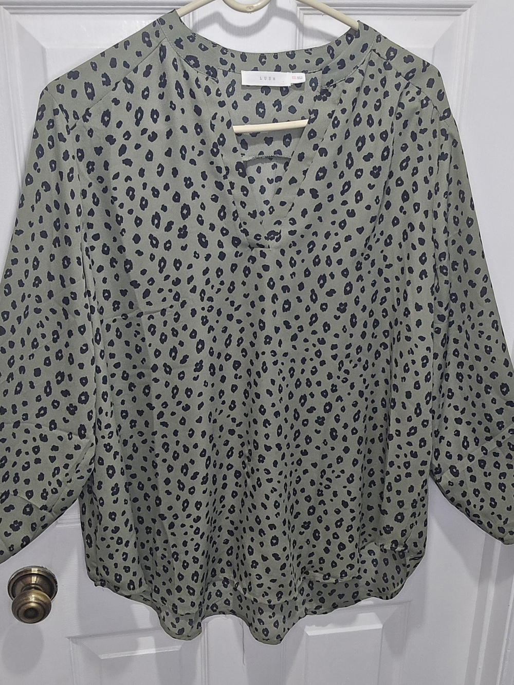 Women's Olive Green With Black Animal Print Blouse